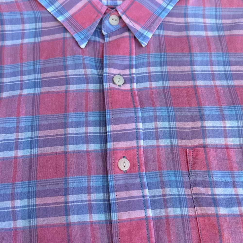 Faherty Men's Lightweight Plaid Shirt - Pink/Red and Blue - Picture 9 of 9